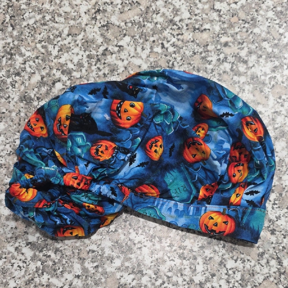 Halloween Pumpkin Print Scrub Cap